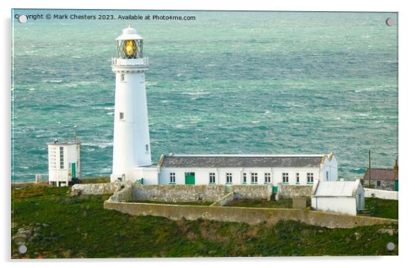 South Stack lighthouse  Acrylic by Mark Chesters