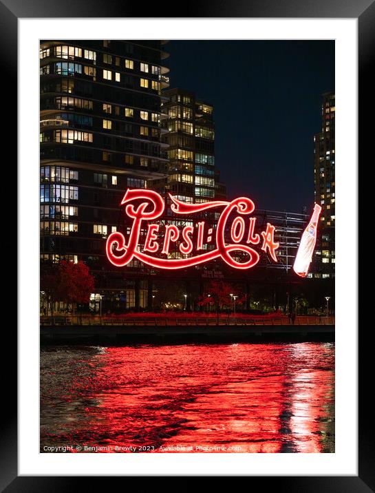 Pepsi-Cola Sign Framed Mounted Print by Benjamin Brewty