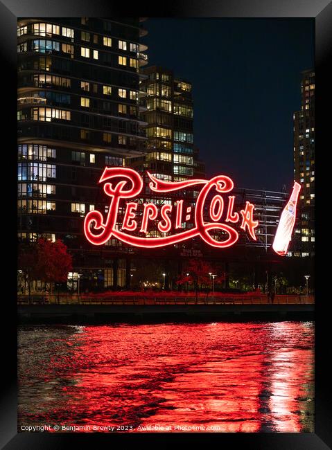 Pepsi-Cola Sign Framed Print by Benjamin Brewty