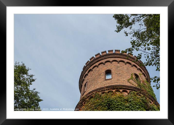 the round tower of the king's house in Lund against a blue sky Framed Mounted Print by Stig Alenäs