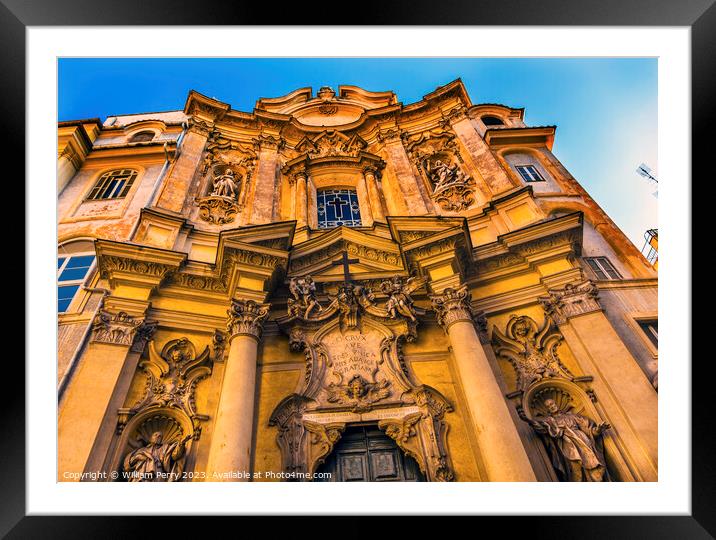 Facade Outside Santa Maria Maddalena Church Rome Italy Framed Mounted Print by William Perry