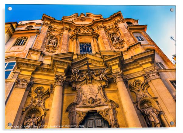 Facade Outside Santa Maria Maddalena Church Rome Italy Acrylic by William Perry