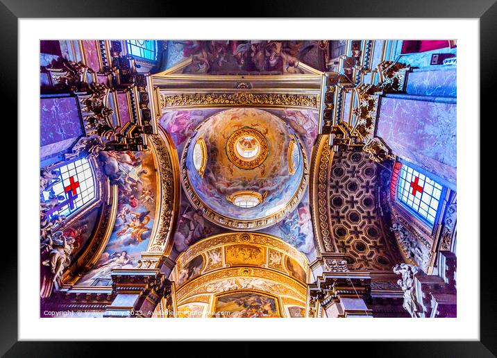 Dome Ceiling Santa Maria Maddalena Church Rome Italy Framed Mounted Print by William Perry