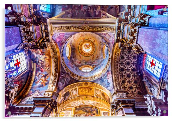 Dome Ceiling Santa Maria Maddalena Church Rome Italy Acrylic by William Perry