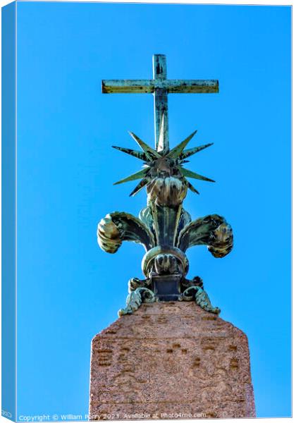 Cross Top Obelisk Sallustiano Trinita Dei Monti Spanish Steps Ro Canvas Print by William Perry