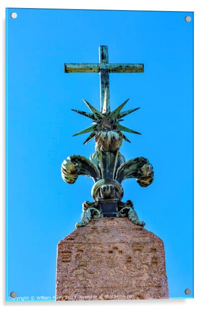 Cross Top Obelisk Sallustiano Trinita Dei Monti Spanish Steps Ro Acrylic by William Perry