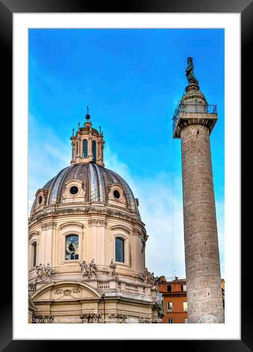 Trajan Column Nome di Maria Church Trajan Market Rome Italy  Framed Mounted Print by William Perry