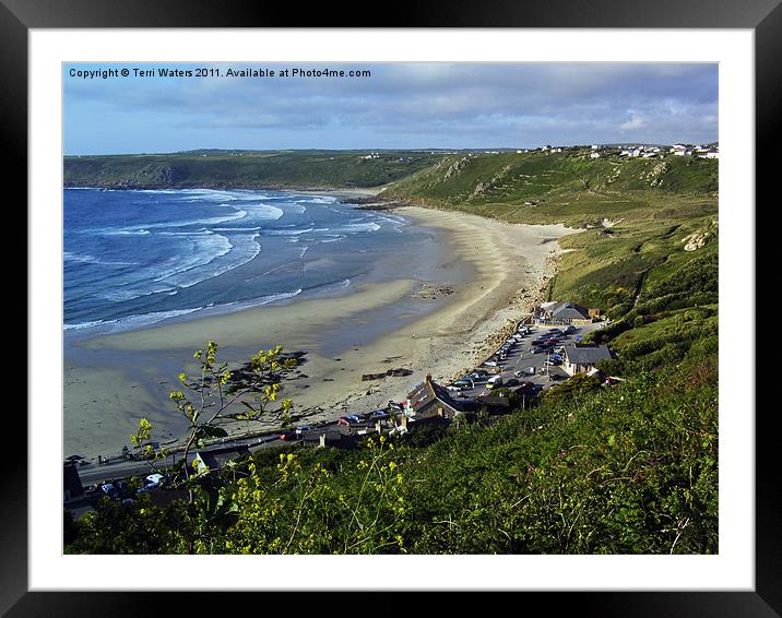 Whitesand Bay and Gwynver Beach Framed Mounted Print by Terri Waters