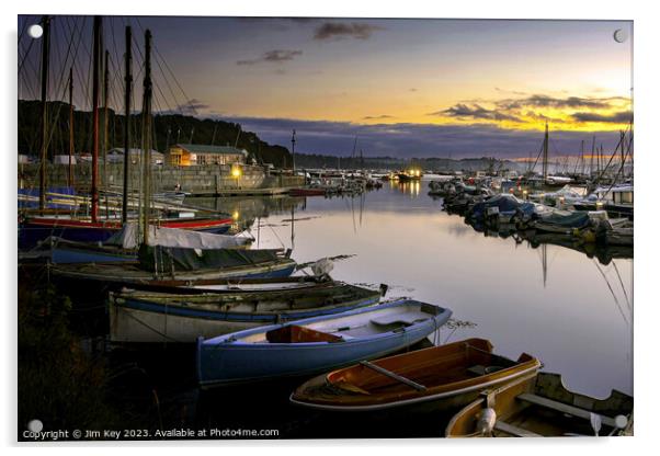 A Serene Sunrise at Mylor Yacht Harbour   Acrylic by Jim Key