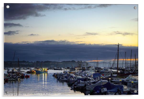 Sunrise Mylor Yacht Harbour Cornwall    Acrylic by Jim Key