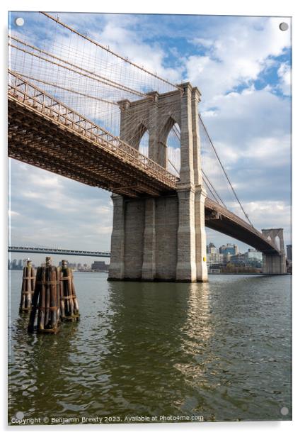 Brooklyn Bridge Acrylic by Benjamin Brewty