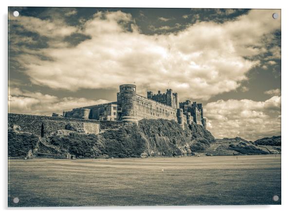 Bamburgh Castle (Black and White) Acrylic by Paul Grubb