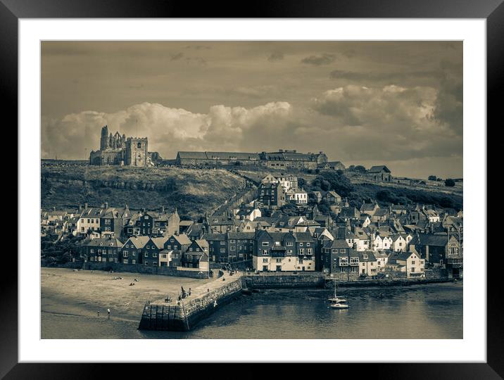 Whitby Bay and Abbey Framed Mounted Print by Paul Grubb