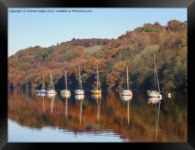 Autumnal colours with wonderful reflections Framed Print by Andrew Heaps