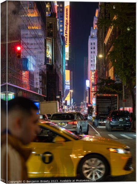 Taxi In NYC Canvas Print by Benjamin Brewty