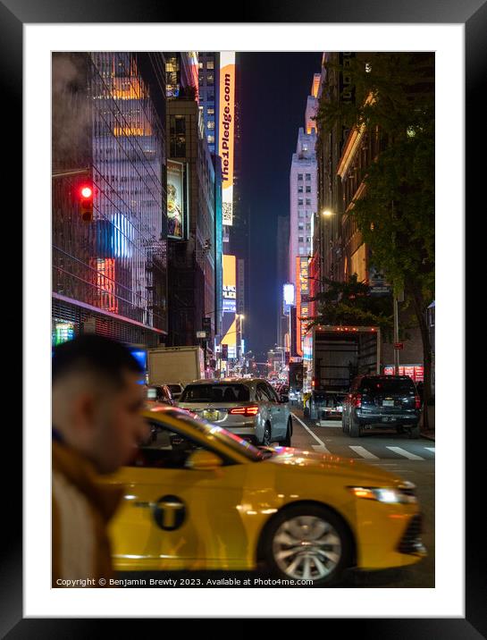 Taxi In NYC Framed Mounted Print by Benjamin Brewty