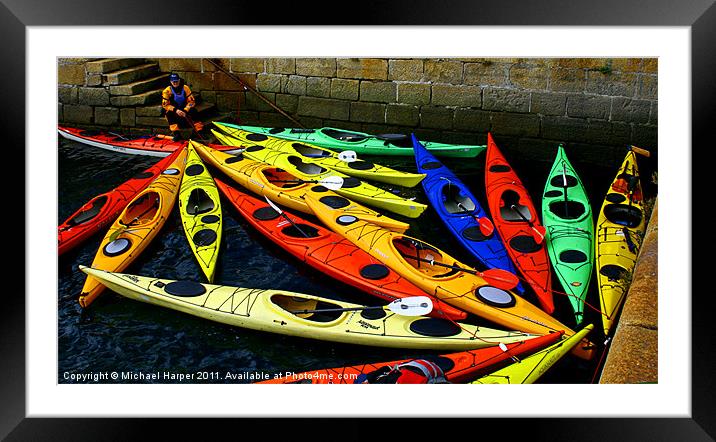 Canoes Galore Framed Mounted Print by Michael Harper
