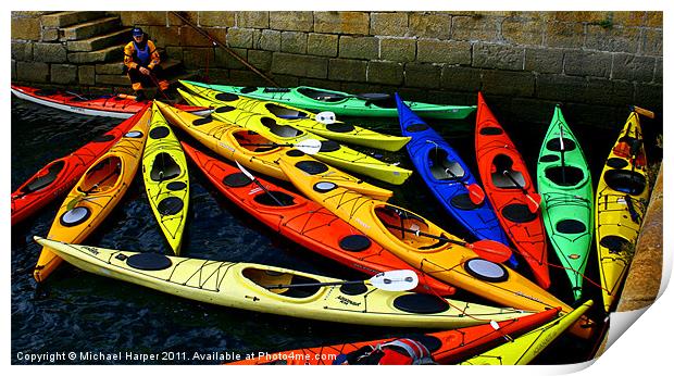 Canoes Galore Print by Michael Harper