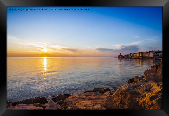 Beautiful Piran Framed Print by Suppakij Vorasriherun