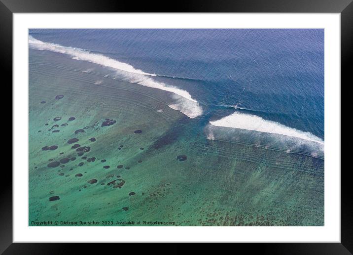Surf on the Ocean in Mauritius Framed Mounted Print by Dietmar Rauscher