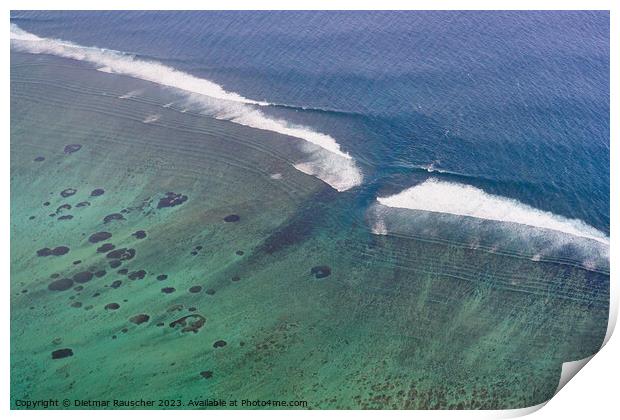 Surf on the Ocean in Mauritius Print by Dietmar Rauscher