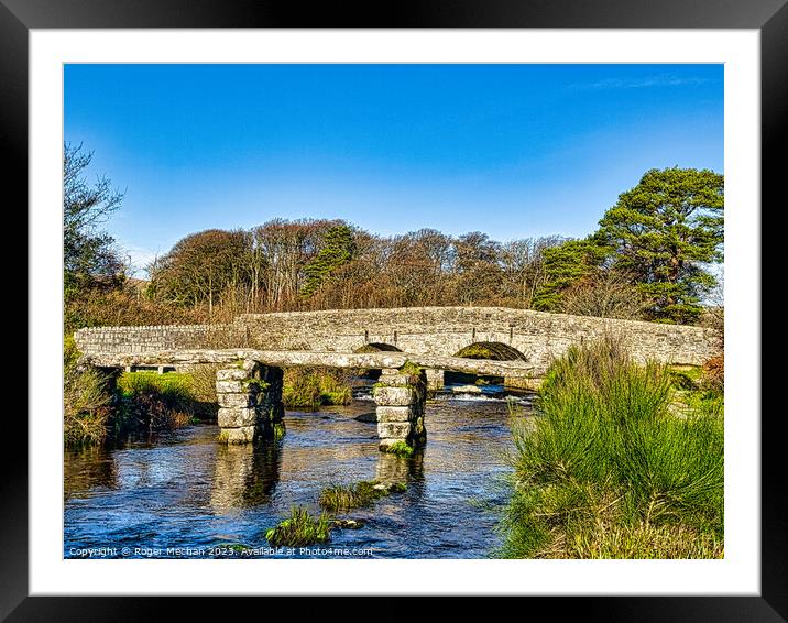 The two bridges of Postbridge Dartmoor Framed Mounted Print by Roger Mechan