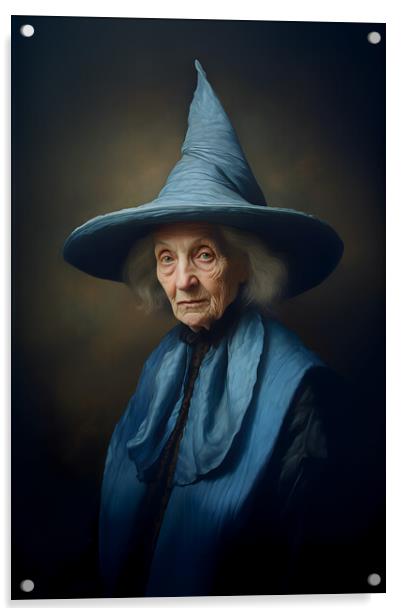 Fictional Witch in Blue Acrylic by Zahra Majid