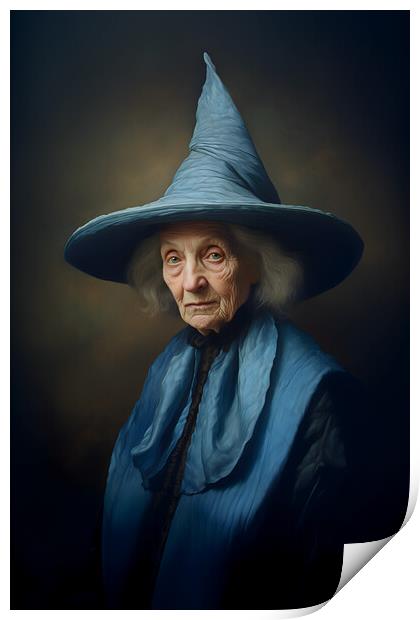 Fictional Witch in Blue Print by Zahra Majid