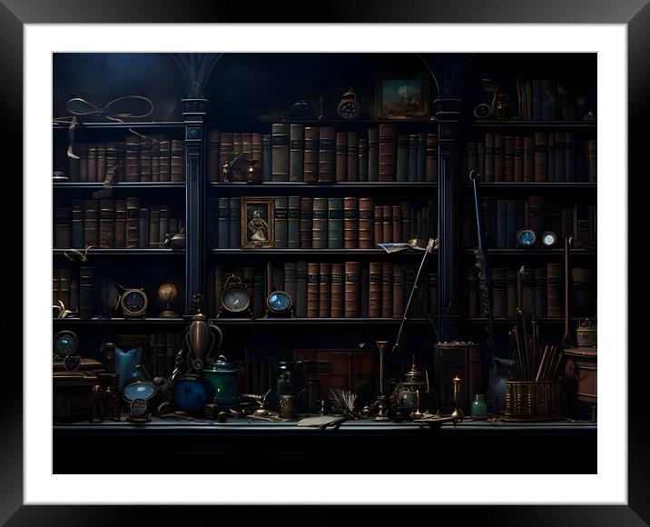 Scary Library Framed Mounted Print by Zahra Majid