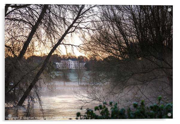 Dawn on the River Kennet Acrylic by Stephen Young