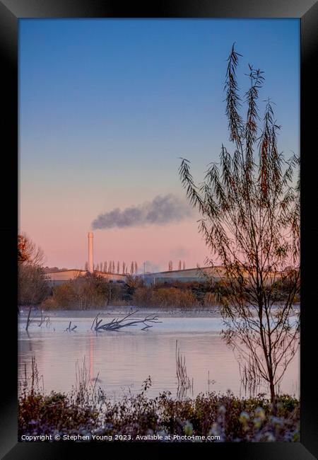 Urban Frost: Morning on the Industrial River Framed Print by Stephen Young