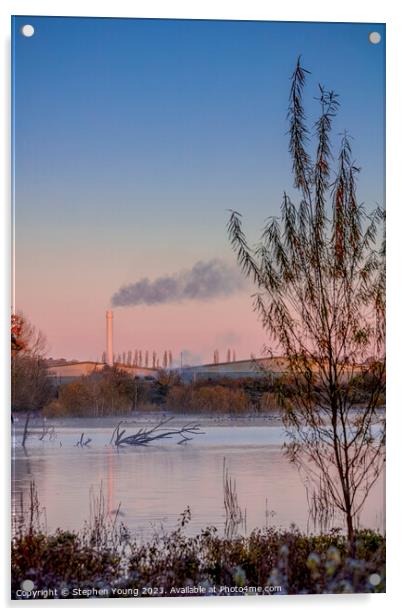 Urban Frost: Morning on the Industrial River Acrylic by Stephen Young