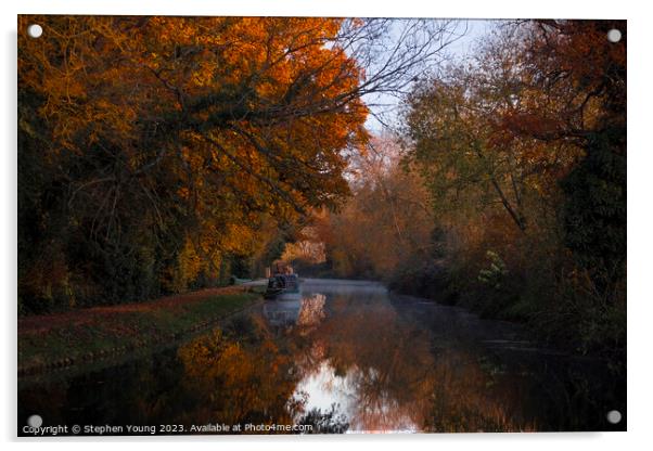 Autumn Day on the Kennet and Avon Canal, England Acrylic by Stephen Young
