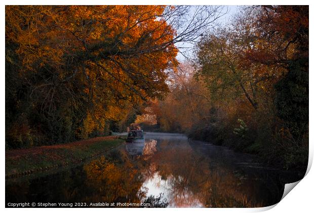 Autumn Day on the Kennet and Avon Canal, England Print by Stephen Young