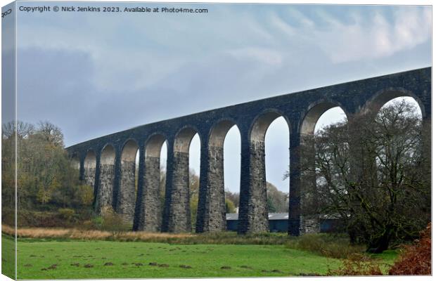 The Cynghordy Viaduct carrying trains to  Canvas Print by Nick Jenkins