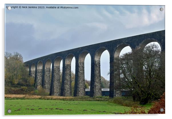 The Cynghordy Viaduct carrying trains to  Acrylic by Nick Jenkins