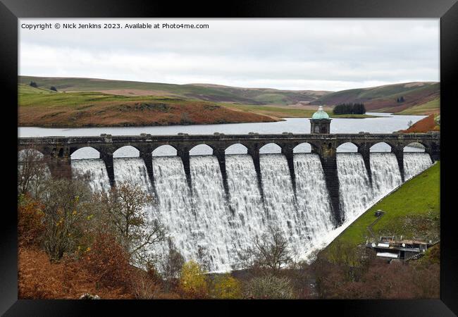 Craig Goch Reservoir and its spillage of reservoir water Mid Wales Framed Print by Nick Jenkins