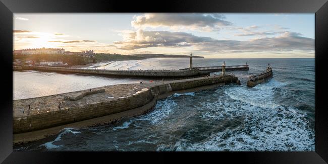 Whitby Harbour Walls Framed Print by Apollo Aerial Photography