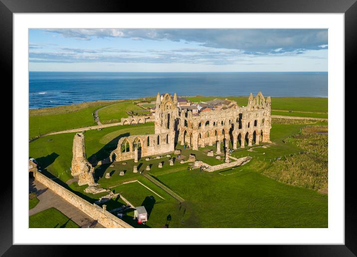 Whitby Abbey by Drone Framed Mounted Print by Apollo Aerial Photography