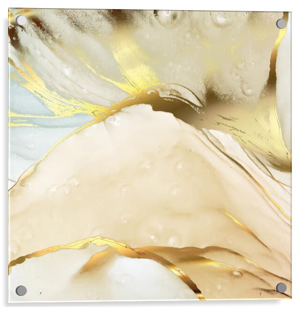 cream and gold Acrylic by Zahra Majid