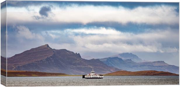 Ben Tianavaig and the Raasay Ferry Canvas Print by John Frid