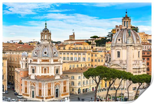 Churches Trajan Column Market Rome Italy Print by William Perry