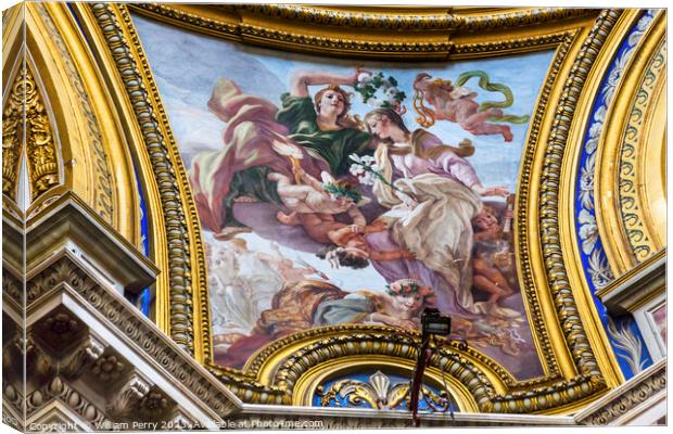 Painting Saint Agnese In Agone Church Basilica Dome Rome Italy  Canvas Print by William Perry