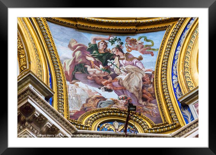 Painting Saint Agnese In Agone Church Basilica Dome Rome Italy  Framed Mounted Print by William Perry