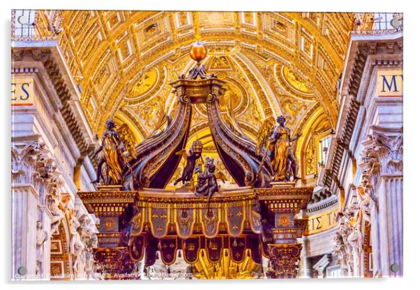 Saint Peter's Basilica Bernini Baldacchino Vatican Rome Italy  Acrylic by William Perry