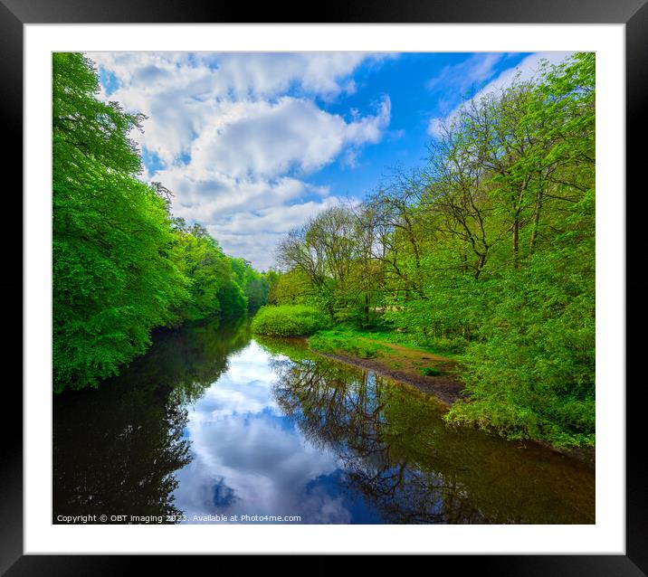 River Kelvin Reflections Nr Queen Margaret Bridge Glasgow Framed Mounted Print by OBT imaging