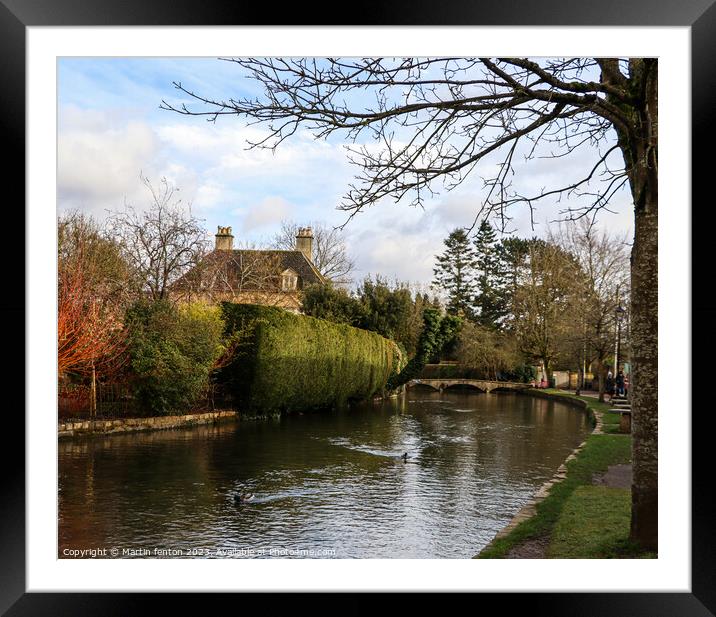Bourton on the water riverside Framed Mounted Print by Martin fenton