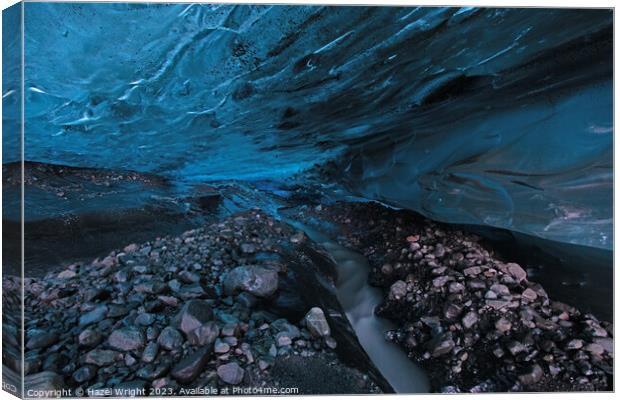 Flaajokull Glacier Ice cave in Iceland Canvas Print by Hazel Wright