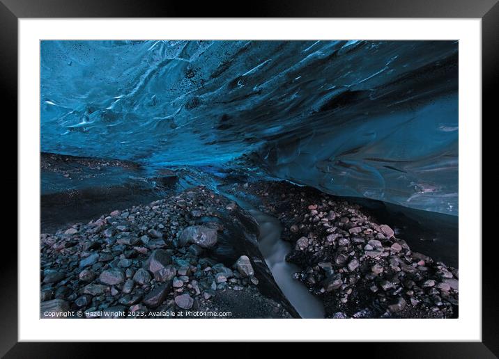 Flaajokull Glacier Ice cave in Iceland Framed Mounted Print by Hazel Wright