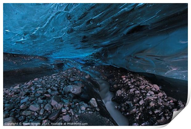 Flaajokull Glacier Ice cave in Iceland Print by Hazel Wright